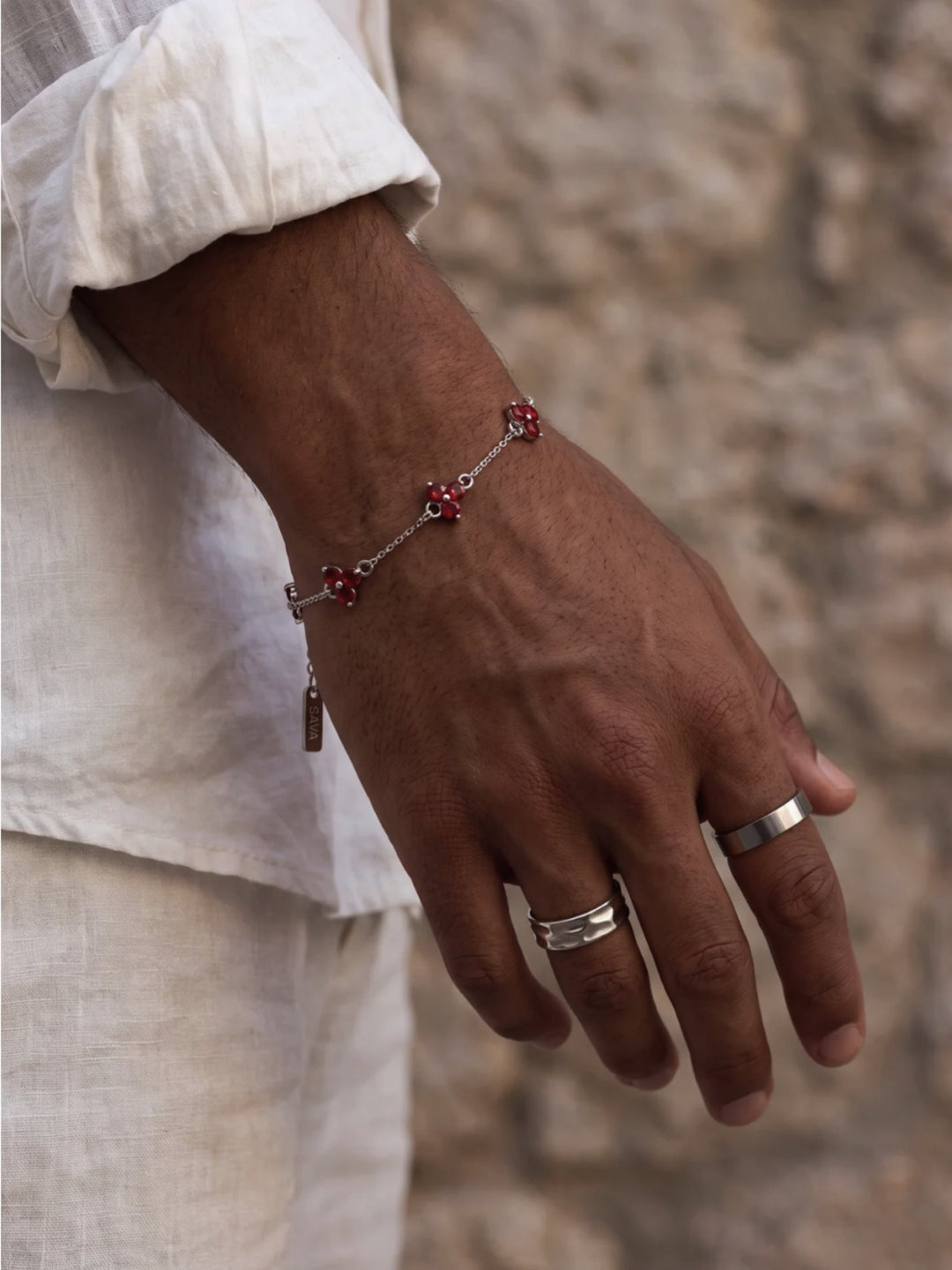 RED CLOVER BRACELET | Silver